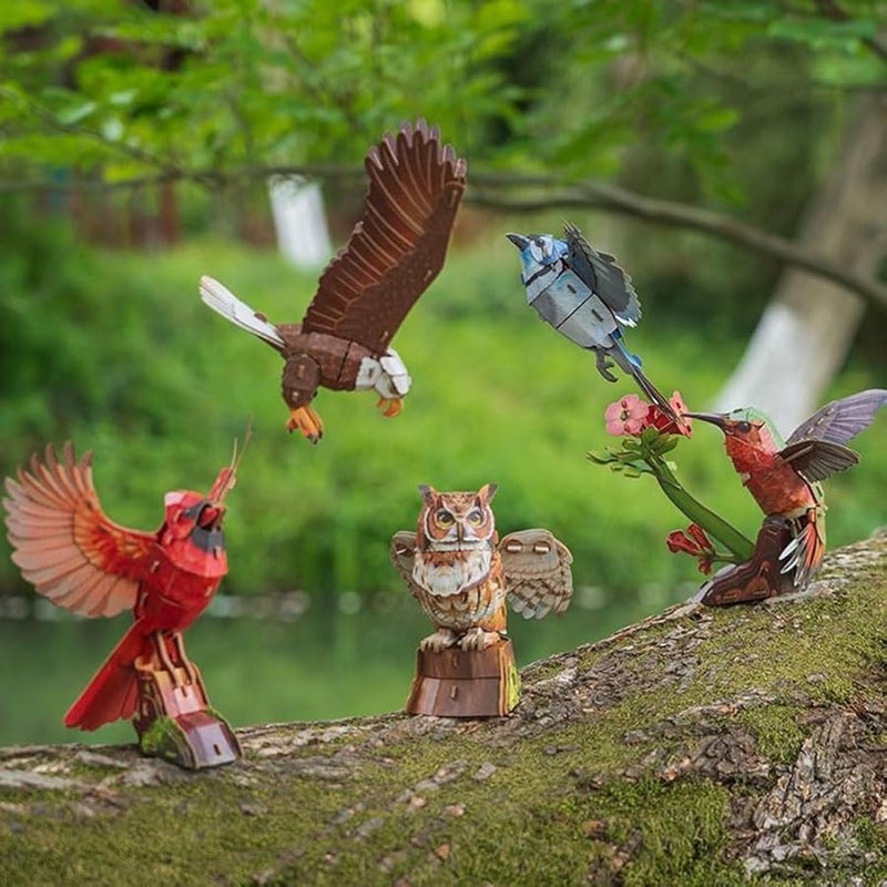 Hummingbird 3D Bird Puzzle DIY Assembly Kit With Call Sound For Adults Kids Blue - Image 5